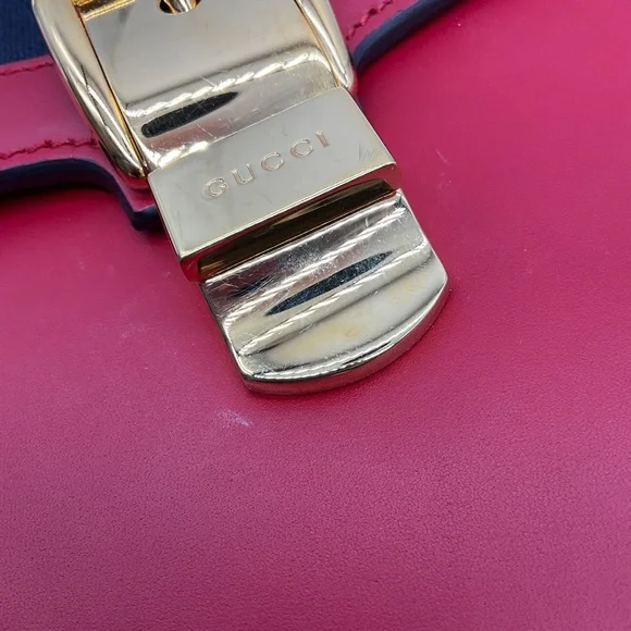 GUCCI RED CALFSKIN LEATHER MEDIUM SYLVIE TWO WAY TOP HANDLE BAG - Picture 9 of 13